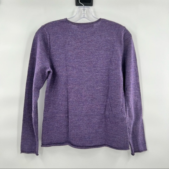 David Brooks 100% Italian Merino Wool Pullover Sweater Knitted Crewneck Purple S - Picture 8 of 9